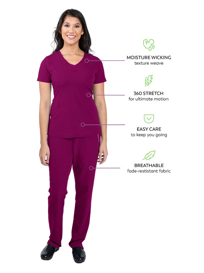 Healing Hands 4 Pocket Women Scrub Top V-Neck HH360 2264 Sloan Scrubs for Women Stretch Fabric Wine S - Image 5